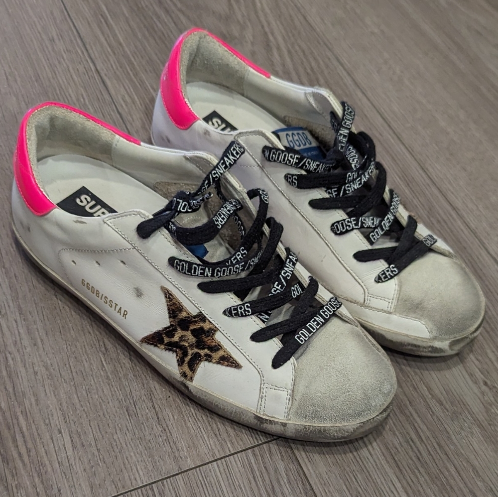 Golden goose superstar sneaker hot pink leopard size 39